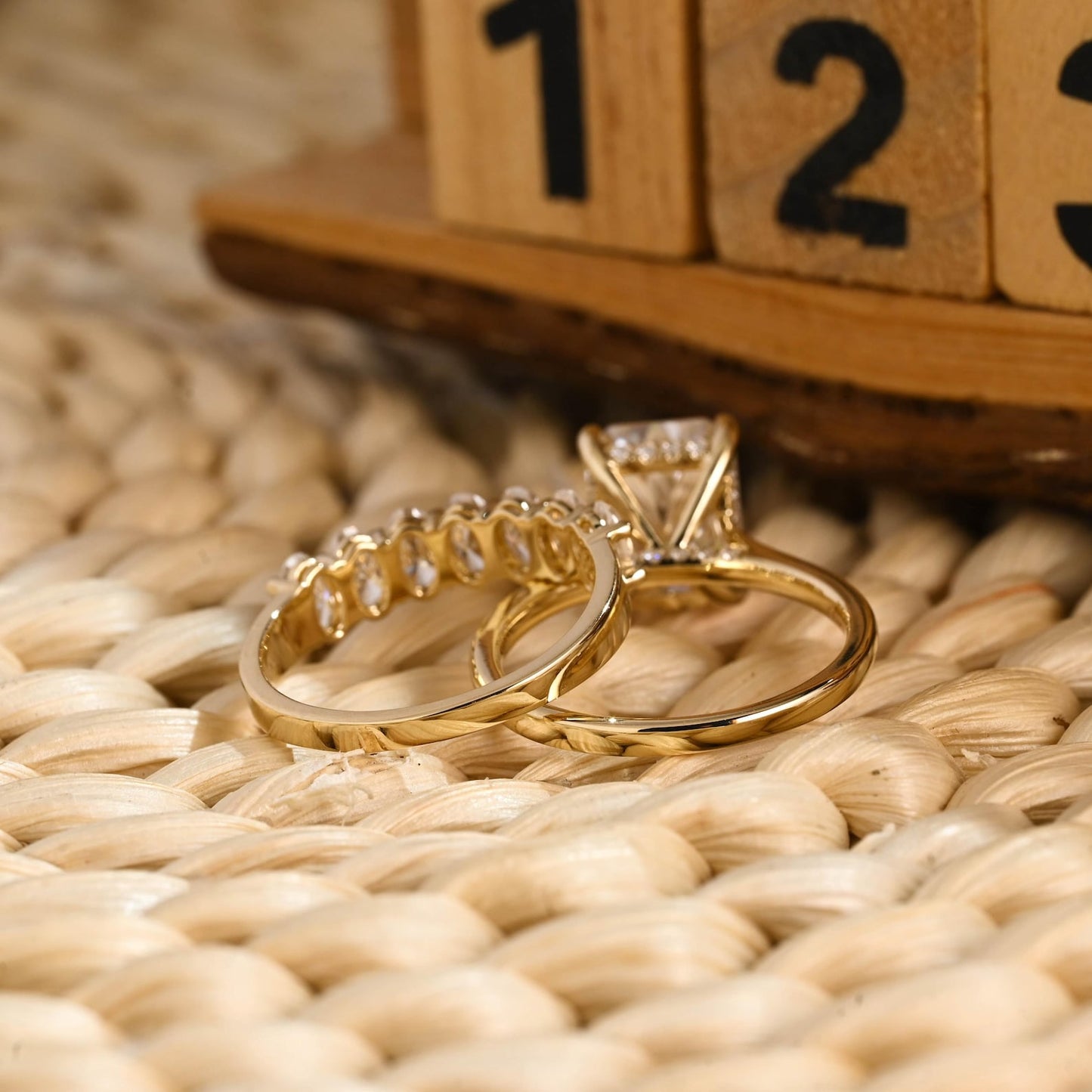1.0 CT Round Solitaire Lab Grown Diamond Bridal Ring Set