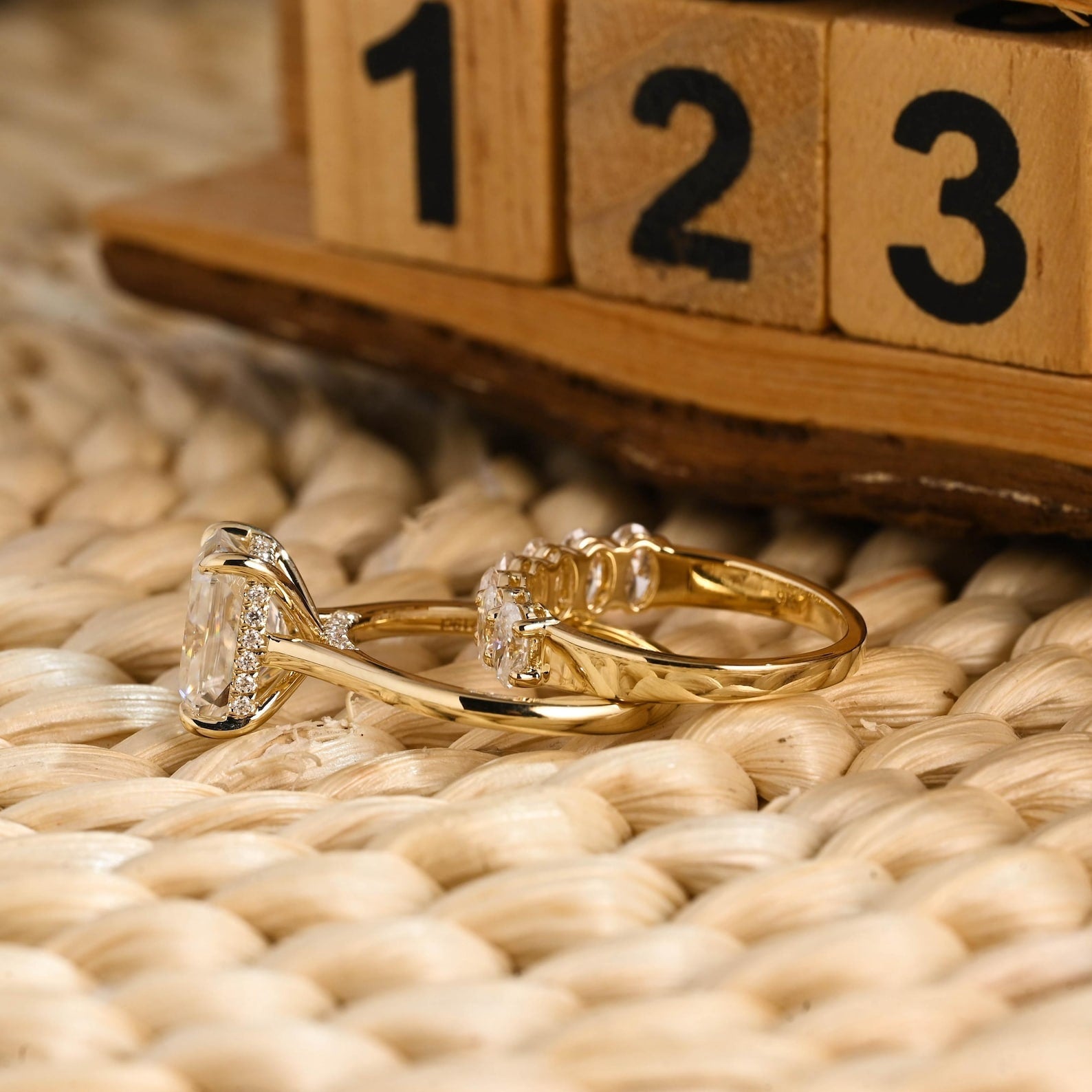 1.0 CT Round Solitaire Lab Grown Diamond Bridal Ring Set