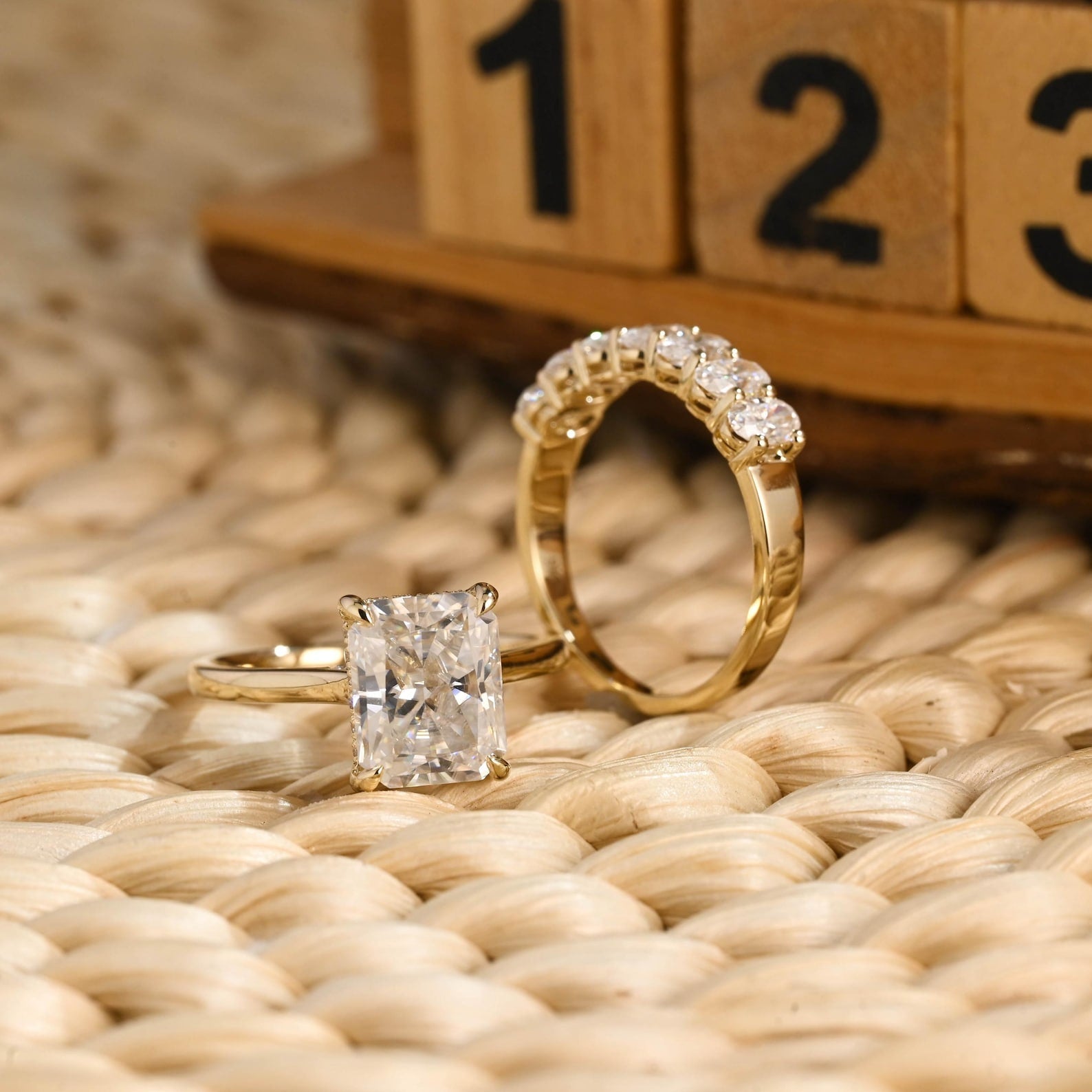 1.0 CT Round Solitaire Lab Grown Diamond Bridal Ring Set