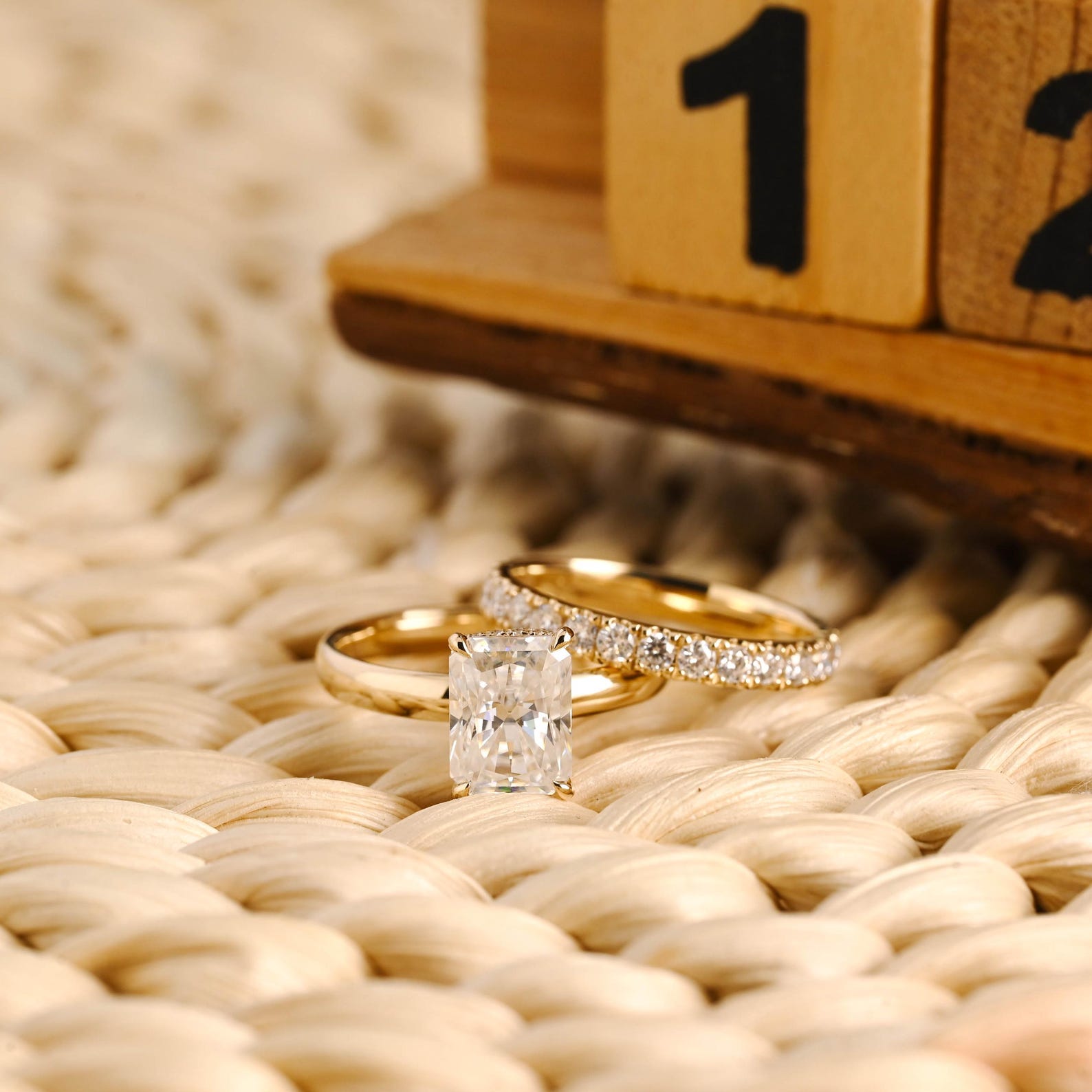1.0 CT Round Solitaire Lab Grown Diamond Bridal Ring Set