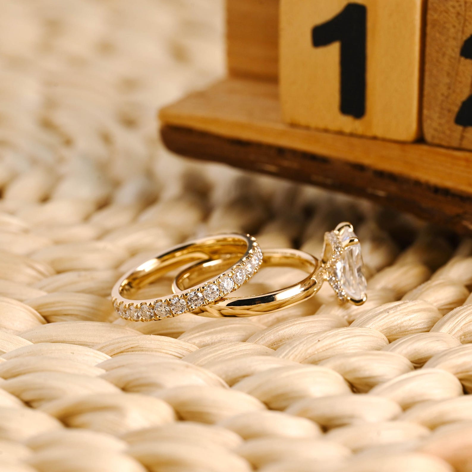 1.0 CT Round Solitaire Lab Grown Diamond Bridal Ring Set