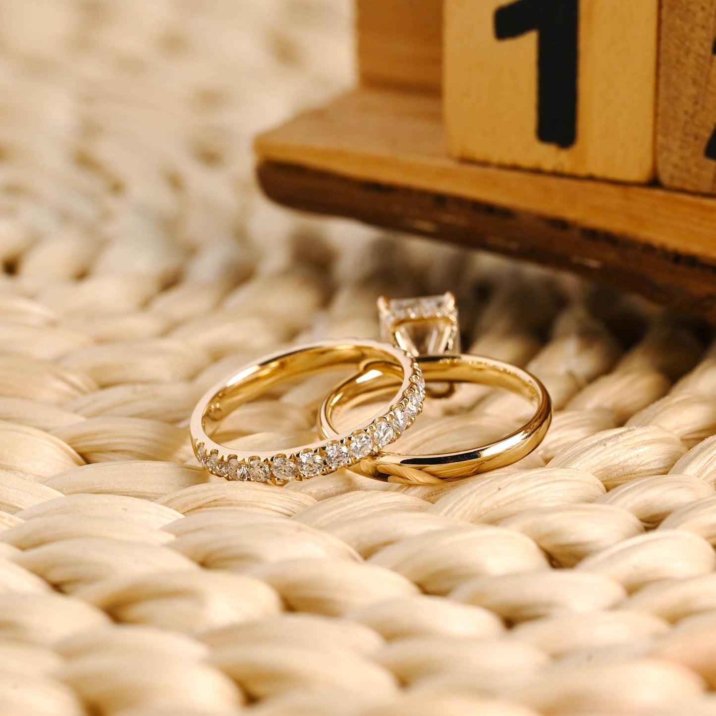 1.0 CT Round Solitaire Lab Grown Diamond Bridal Ring Set