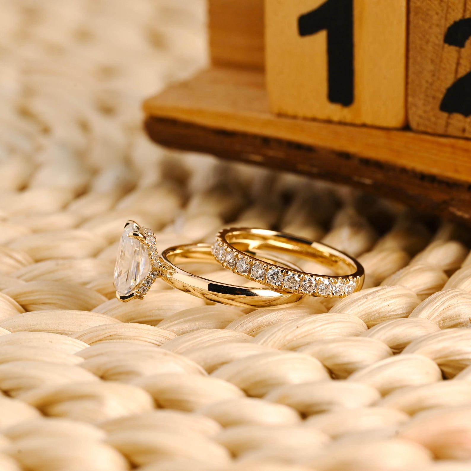1.0 CT Round Solitaire Lab Grown Diamond Bridal Ring Set