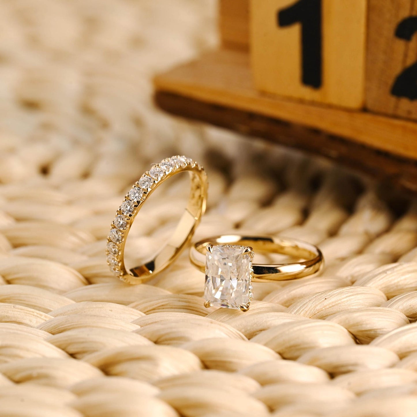 1.0 CT Round Solitaire Lab Grown Diamond Bridal Ring Set