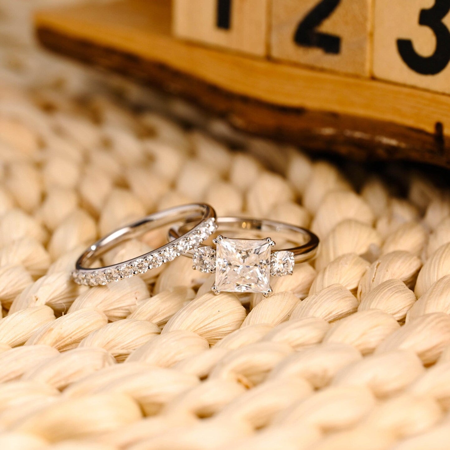 1.0 CT Round Solitaire Lab Grown Diamond Bridal Ring Set