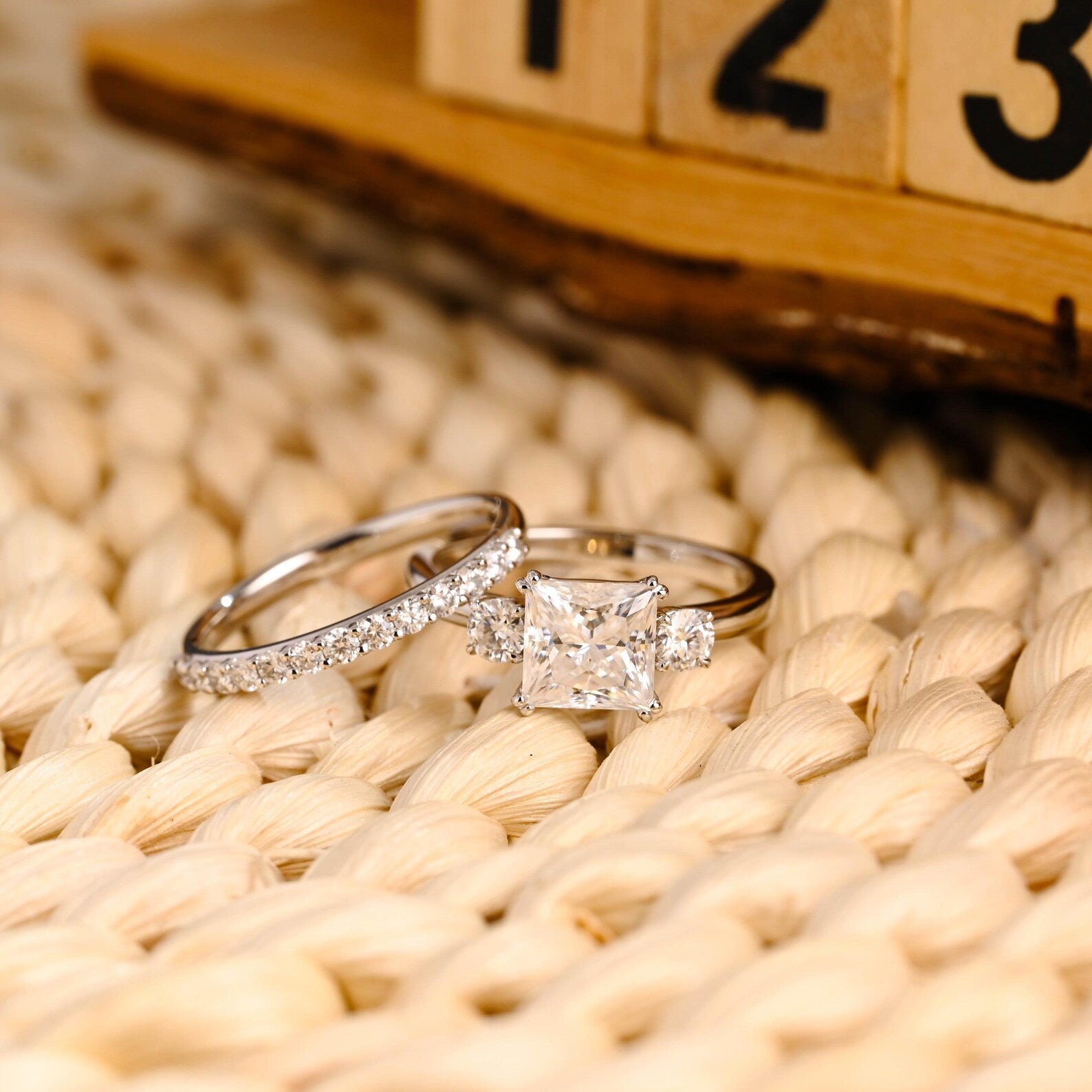 1.0 CT Round Solitaire Lab Grown Diamond Bridal Ring Set