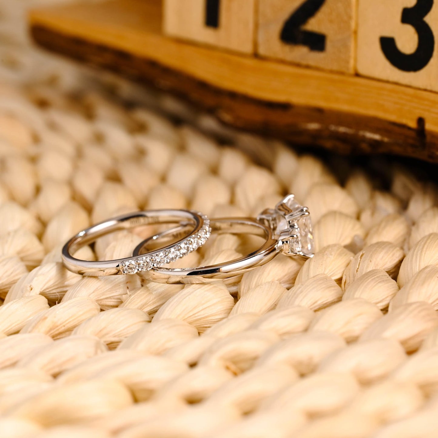 1.0 CT Round Solitaire Lab Grown Diamond Bridal Ring Set