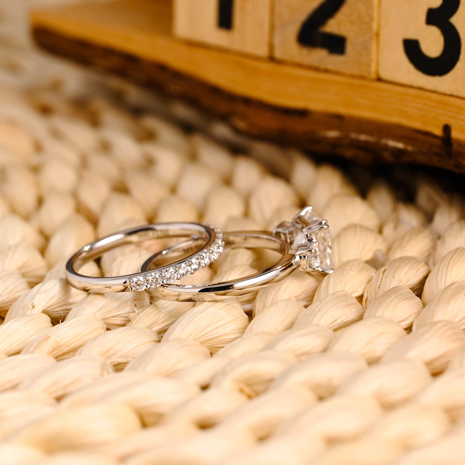 1.0 CT Round Solitaire Lab Grown Diamond Bridal Ring Set