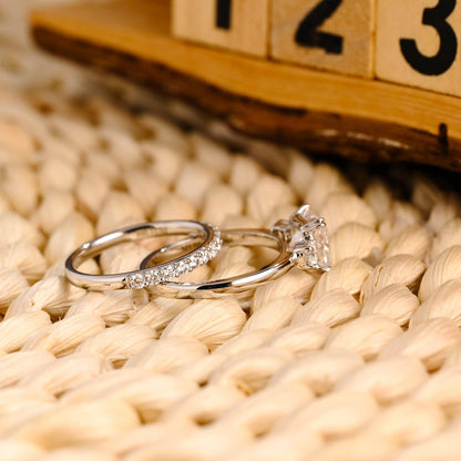 1.0 CT Round Solitaire Lab Grown Diamond Bridal Ring Set