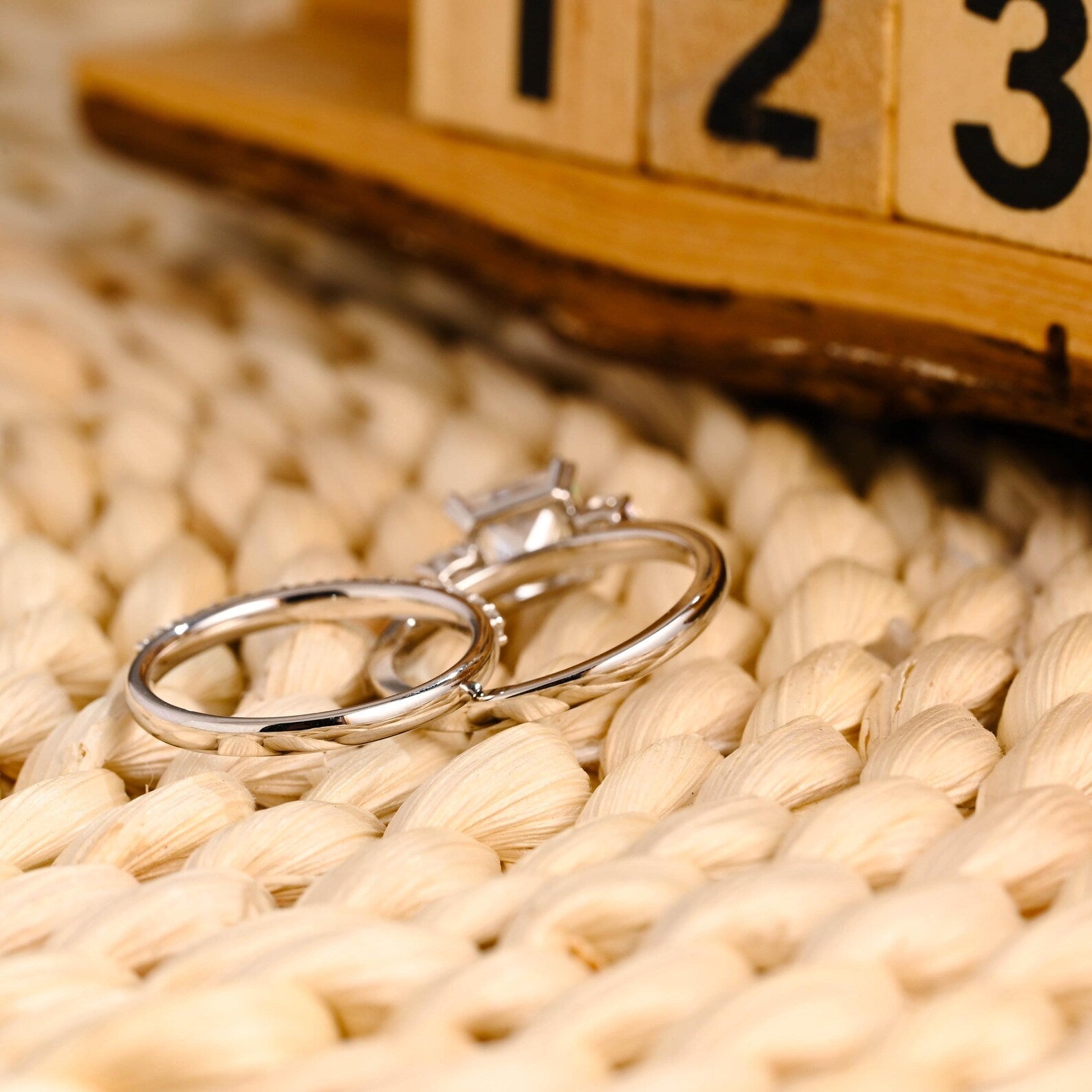 1.0 CT Round Solitaire Lab Grown Diamond Bridal Ring Set