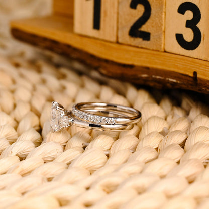 1.0 CT Round Solitaire Lab Grown Diamond Bridal Ring Set