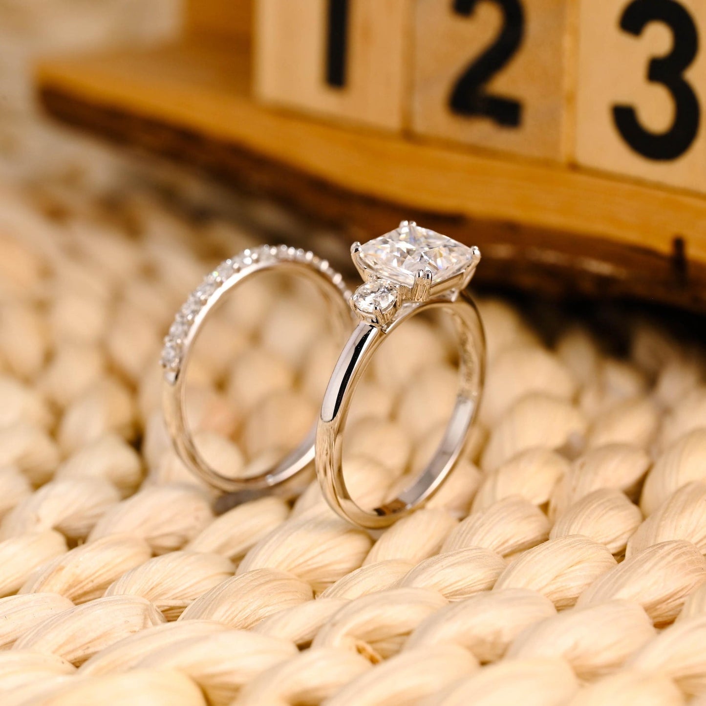 1.0 CT Round Solitaire Lab Grown Diamond Bridal Ring Set