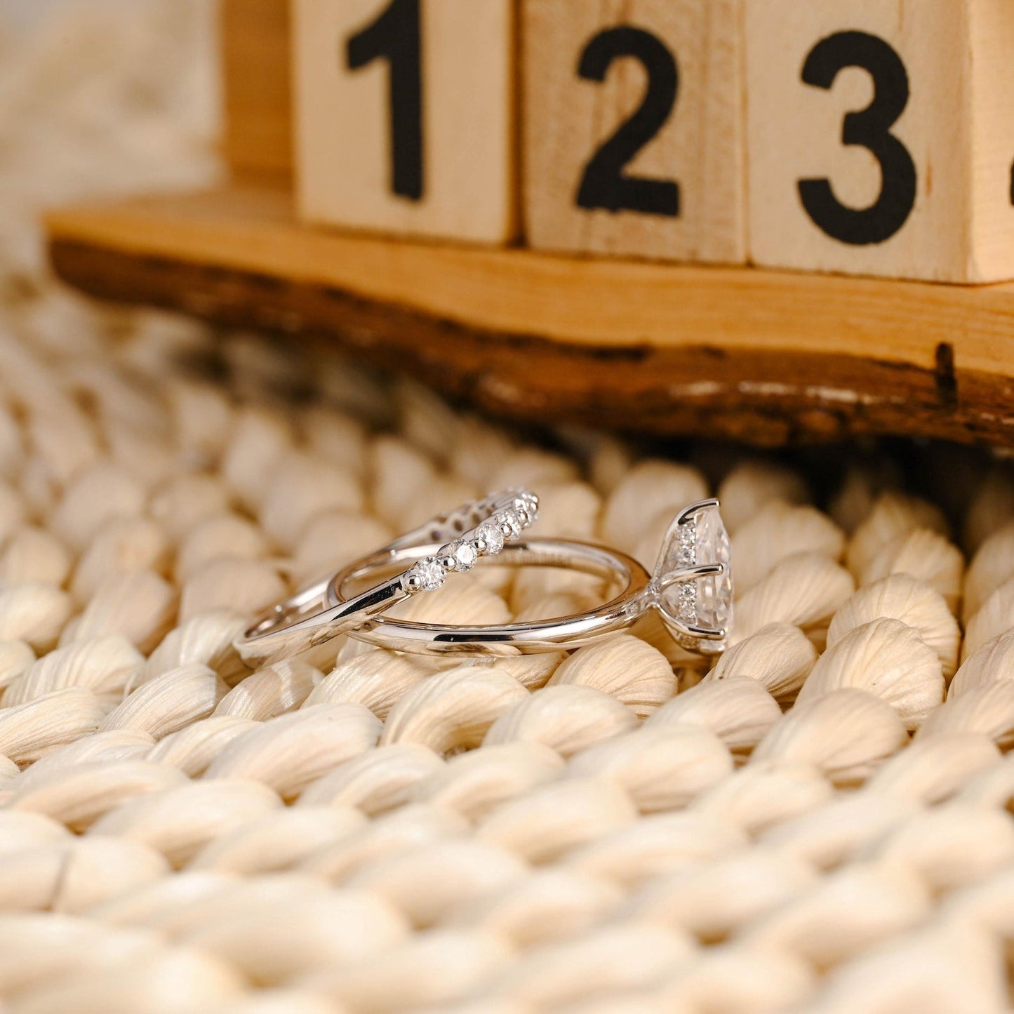 1.0 CT Round Solitaire Lab Grown Diamond Bridal Ring Set