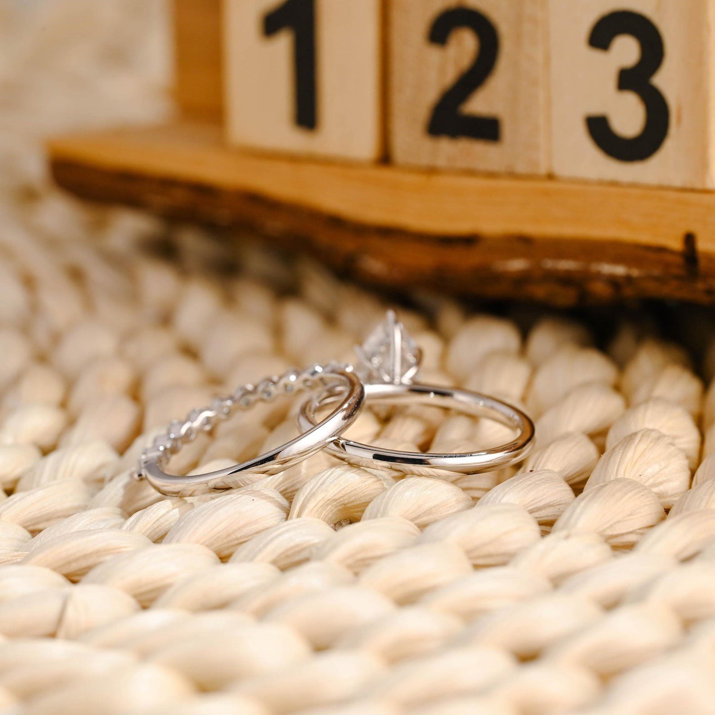 1.0 CT Round Solitaire Lab Grown Diamond Bridal Ring Set