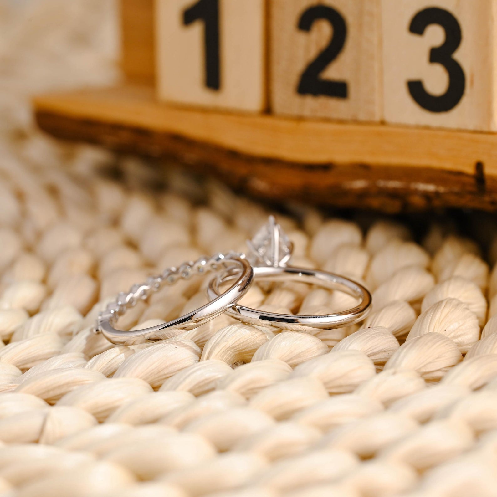 1.0 CT Round Solitaire Lab Grown Diamond Bridal Ring Set