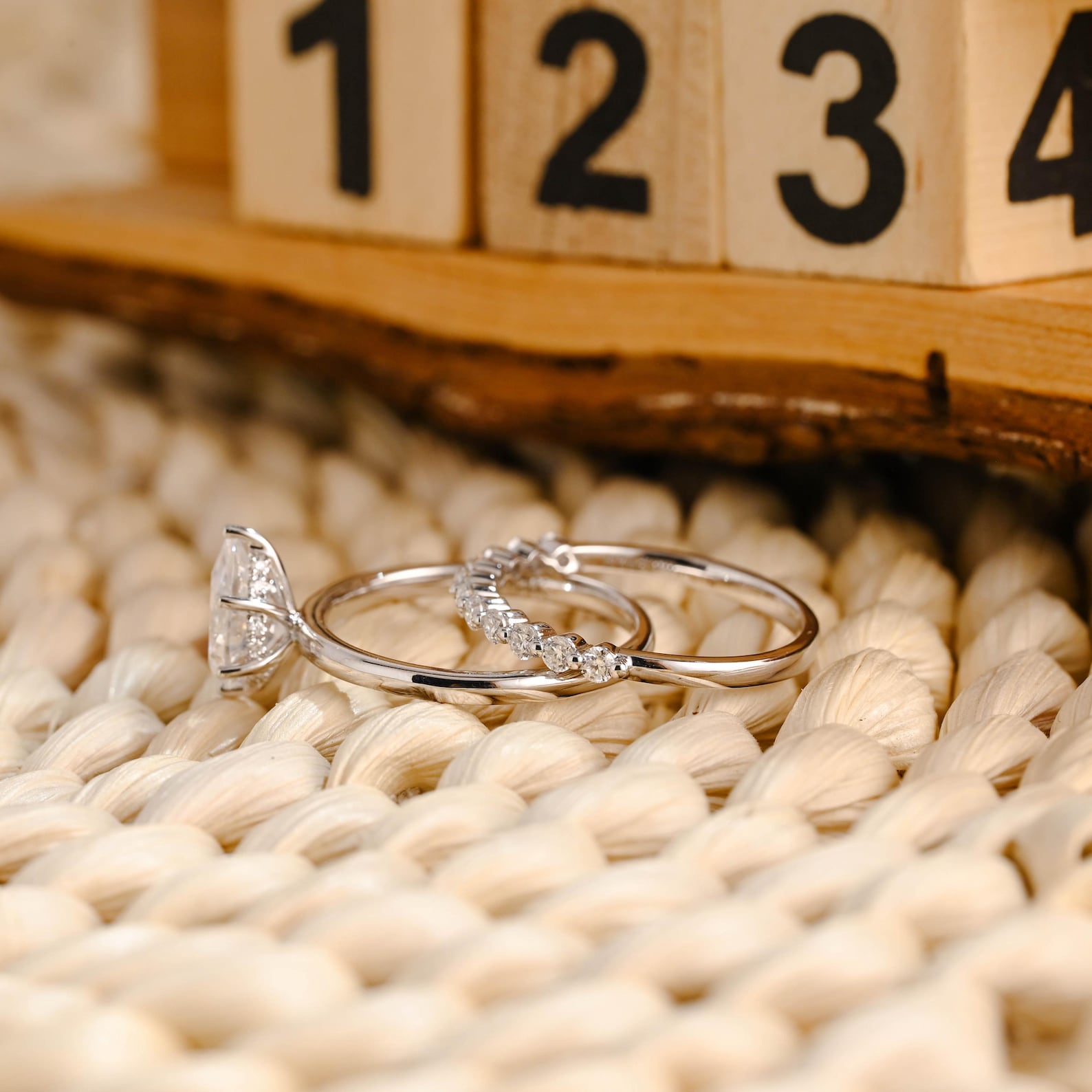1.0 CT Round Solitaire Lab Grown Diamond Bridal Ring Set