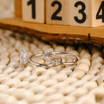 1.0 CT Round Solitaire Lab Grown Diamond Bridal Ring Set