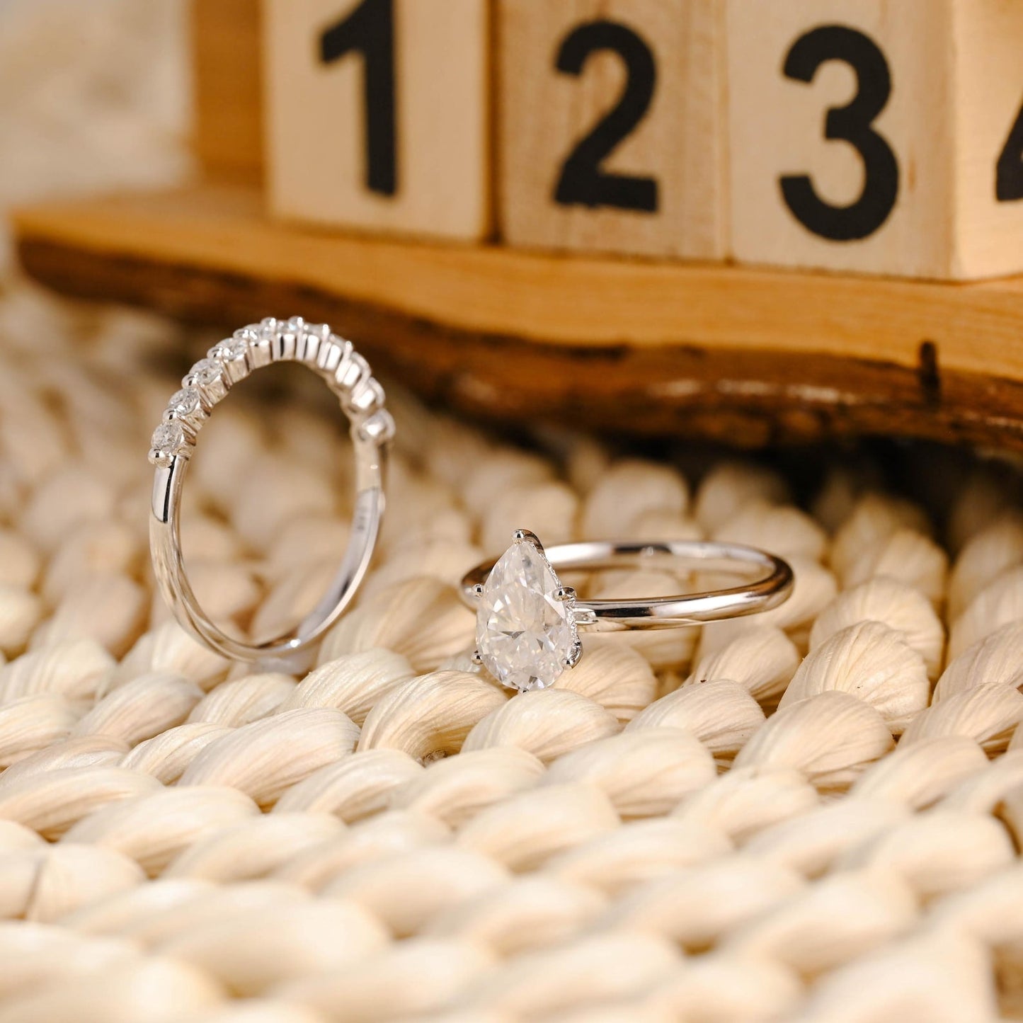 1.0 CT Round Solitaire Lab Grown Diamond Bridal Ring Set