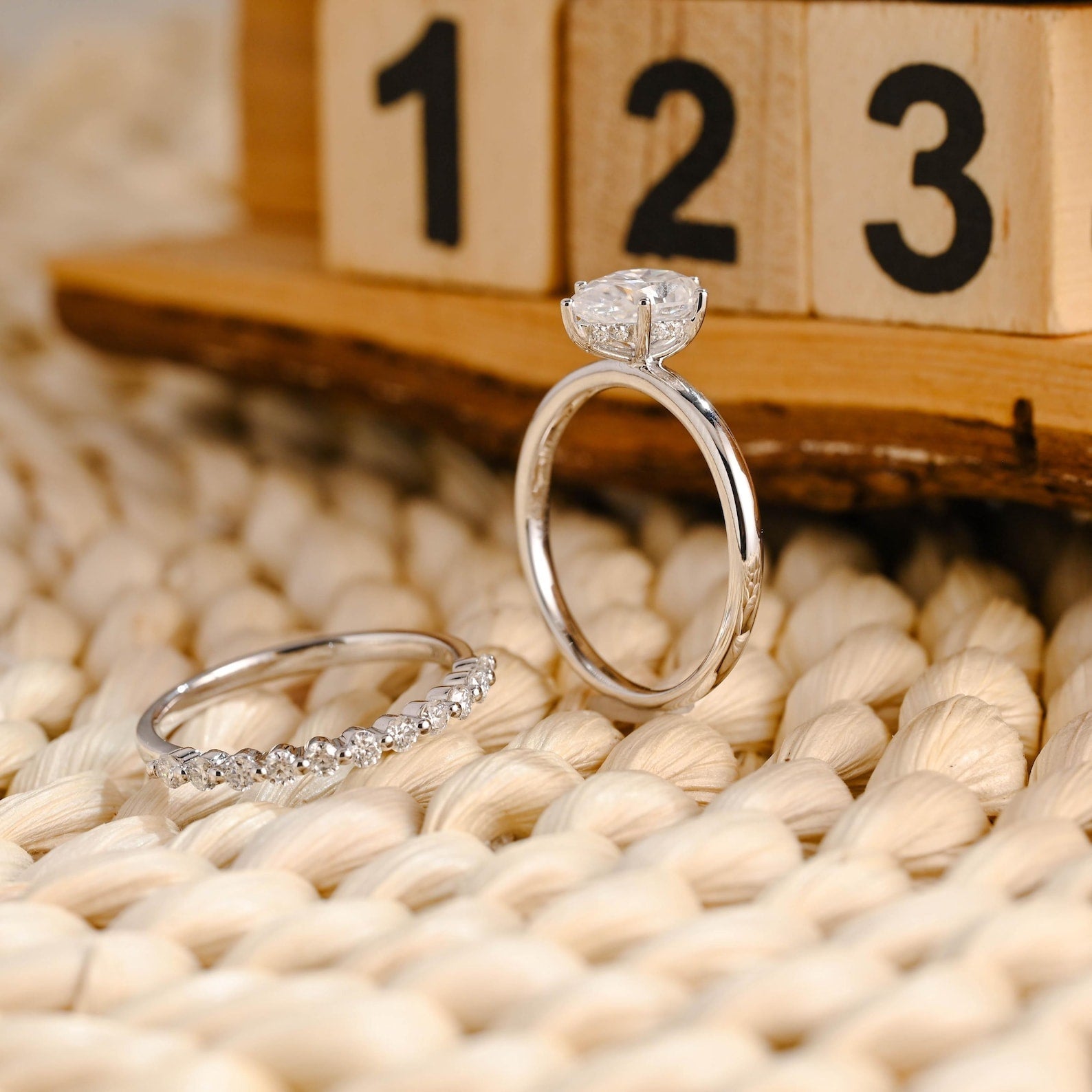 1.0 CT Round Solitaire Lab Grown Diamond Bridal Ring Set