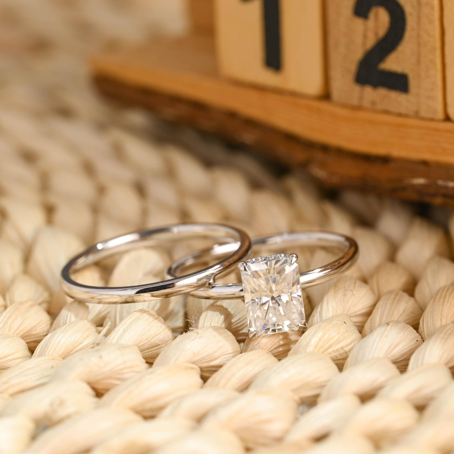 1.0 CT Round Solitaire Lab Grown Diamond Bridal Ring Set