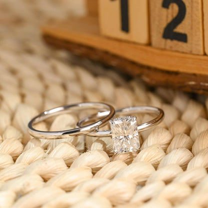 1.0 CT Round Solitaire Lab Grown Diamond Bridal Ring Set