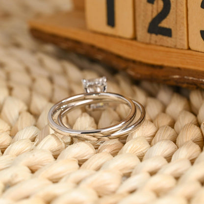1.0 CT Round Solitaire Lab Grown Diamond Bridal Ring Set