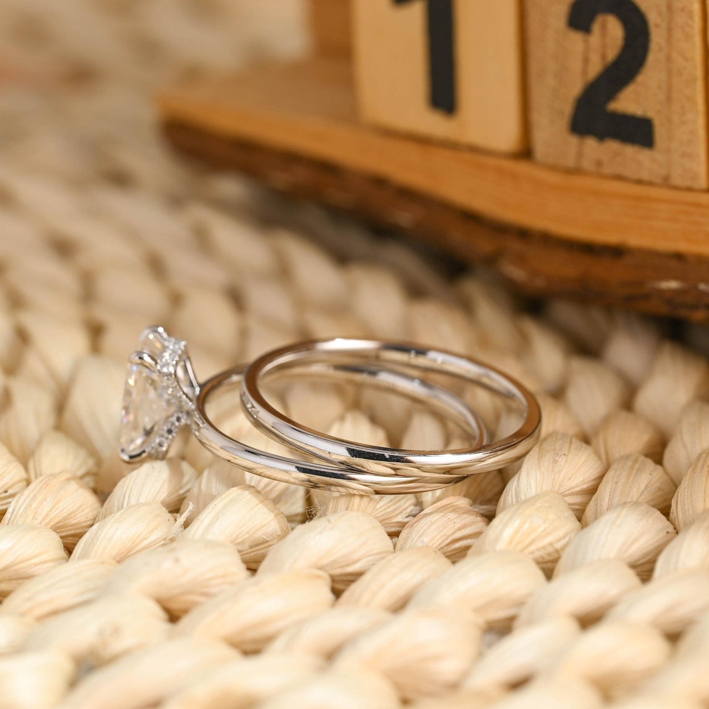 1.0 CT Round Solitaire Lab Grown Diamond Bridal Ring Set