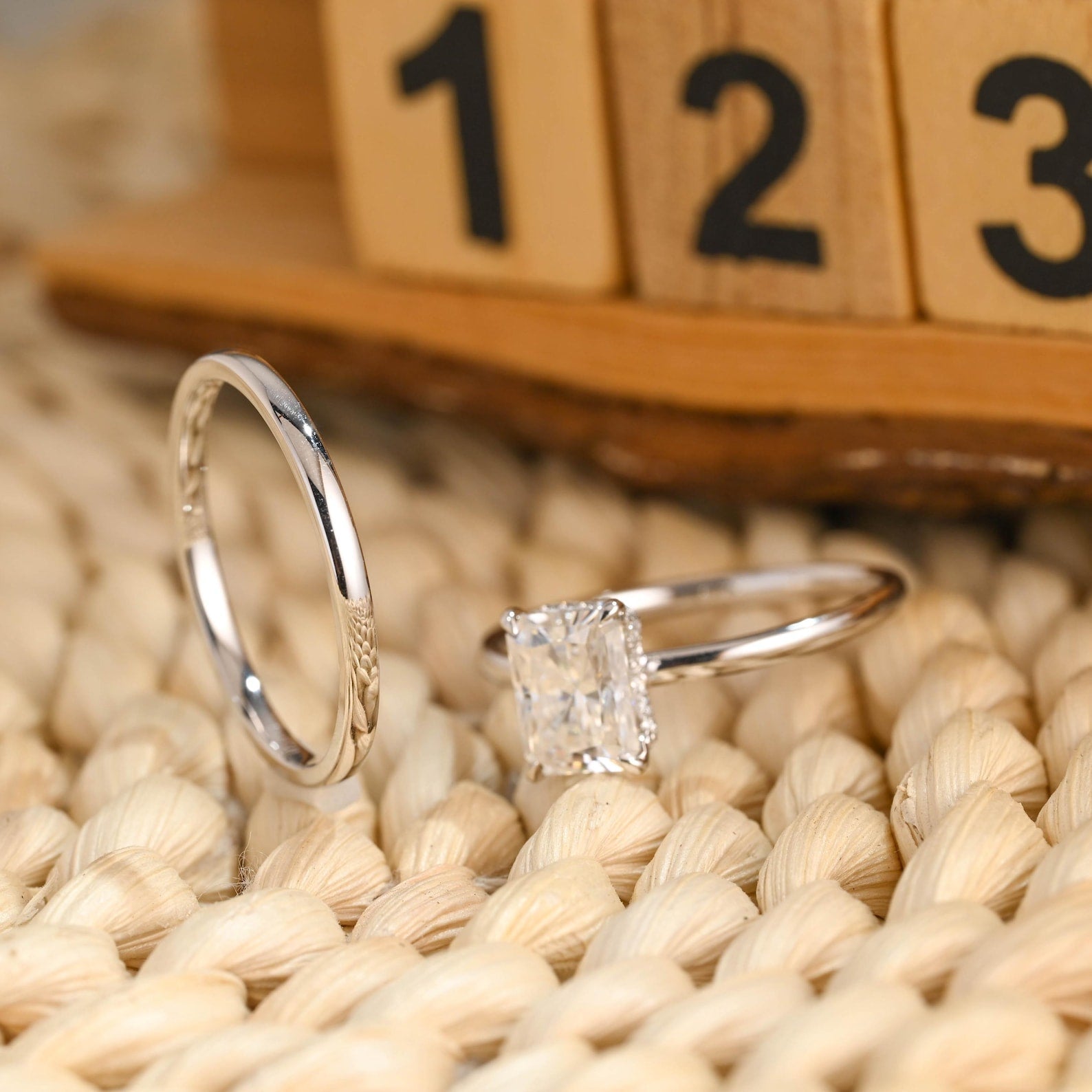 1.0 CT Round Solitaire Lab Grown Diamond Bridal Ring Set