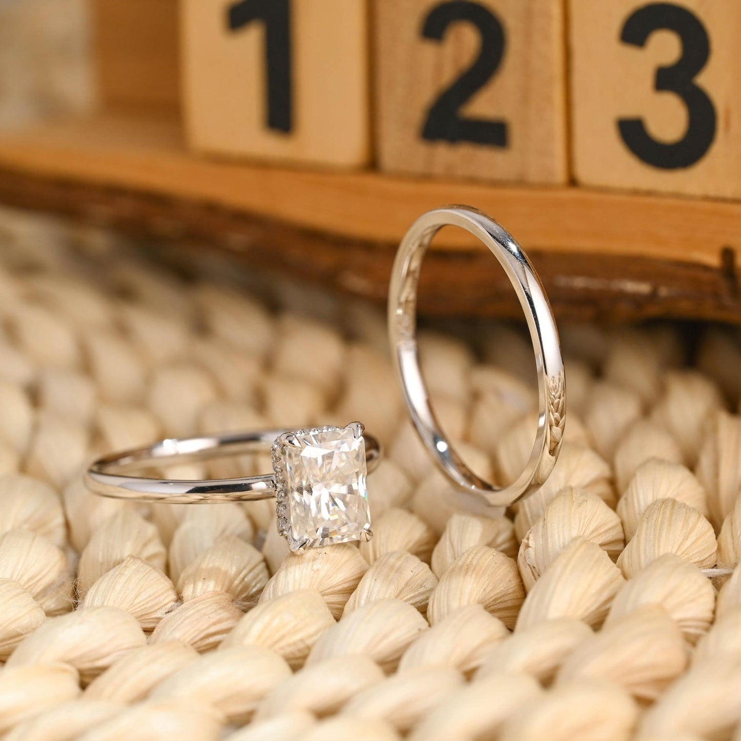 1.0 CT Round Solitaire Lab Grown Diamond Bridal Ring Set