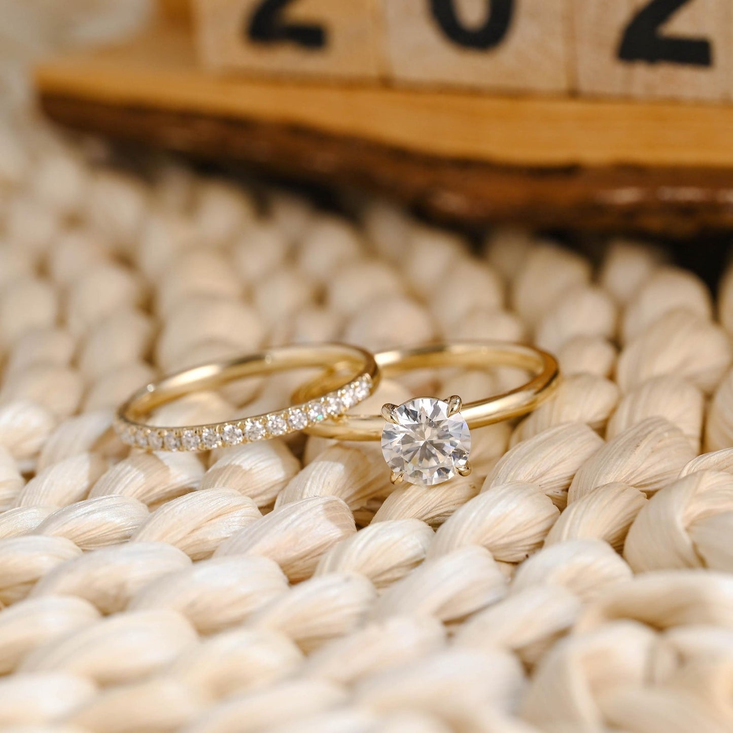 1.0 CT Round Solitaire Lab Grown Diamond Bridal Ring Set