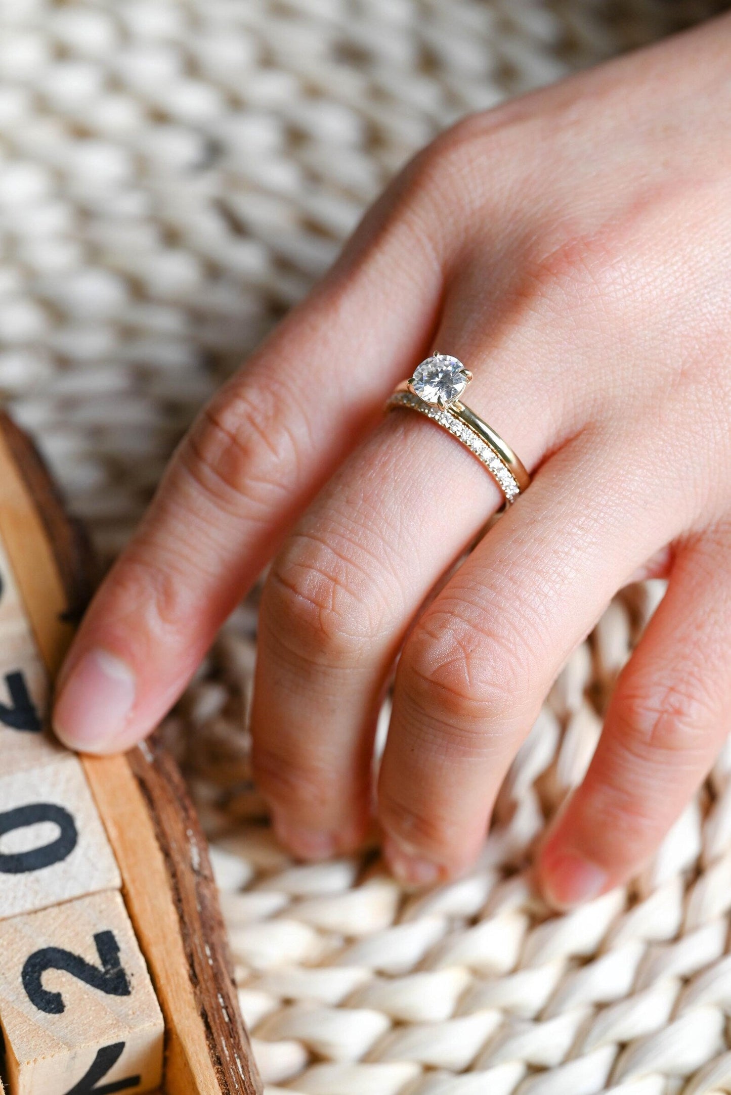 1.0 CT Round Solitaire Lab Grown Diamond Bridal Ring Set