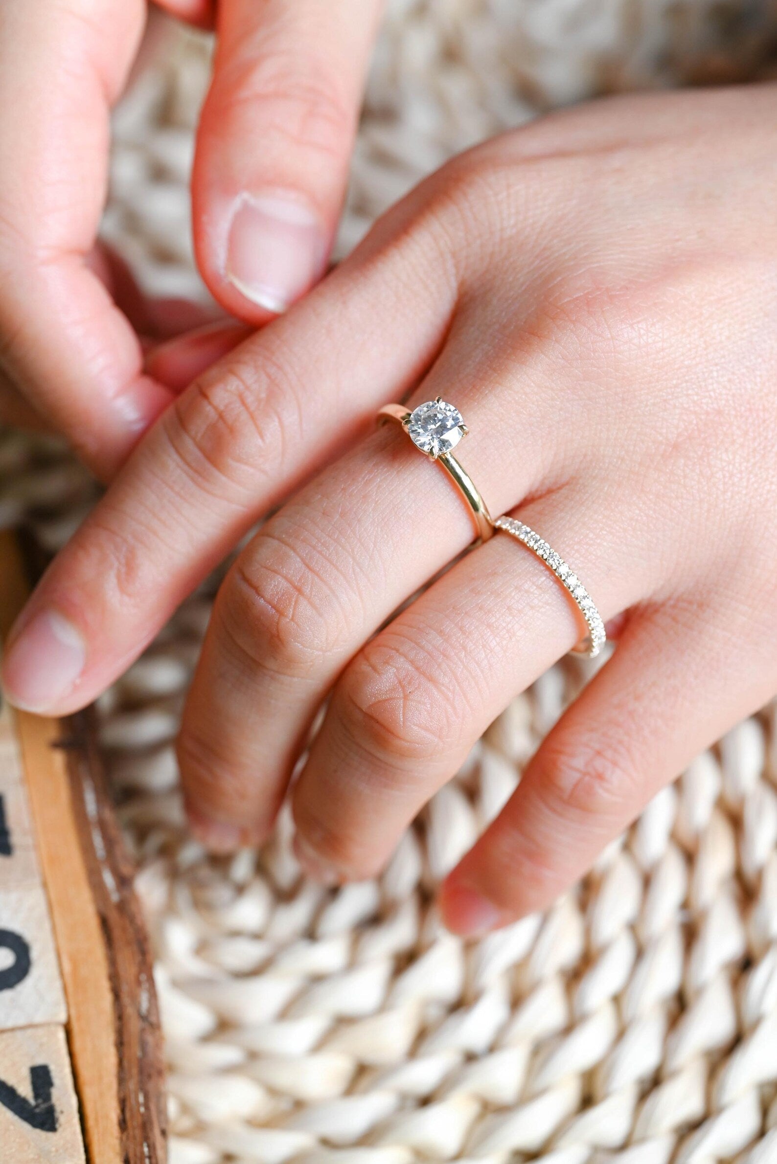 1.0 CT Round Solitaire Lab Grown Diamond Bridal Ring Set