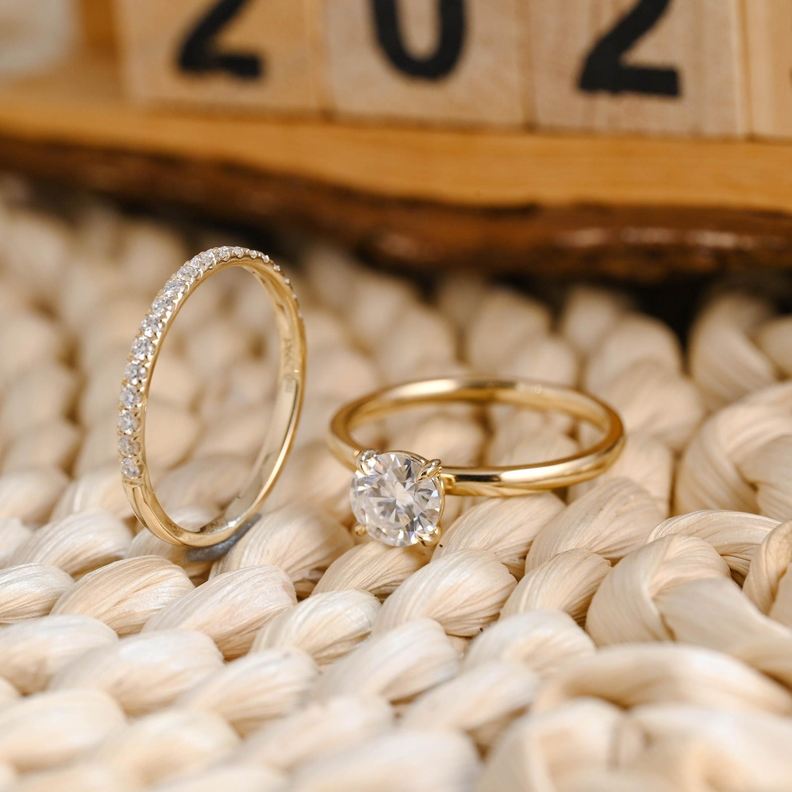 1.0 CT Round Solitaire Lab Grown Diamond Bridal Ring Set