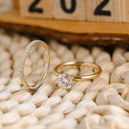 1.0 CT Round Solitaire Lab Grown Diamond Bridal Ring Set
