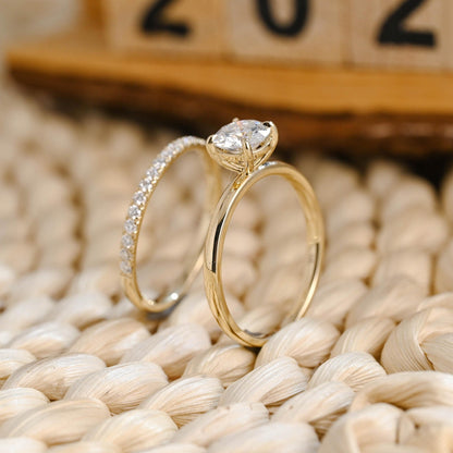1.0 CT Round Solitaire Lab Grown Diamond Bridal Ring Set