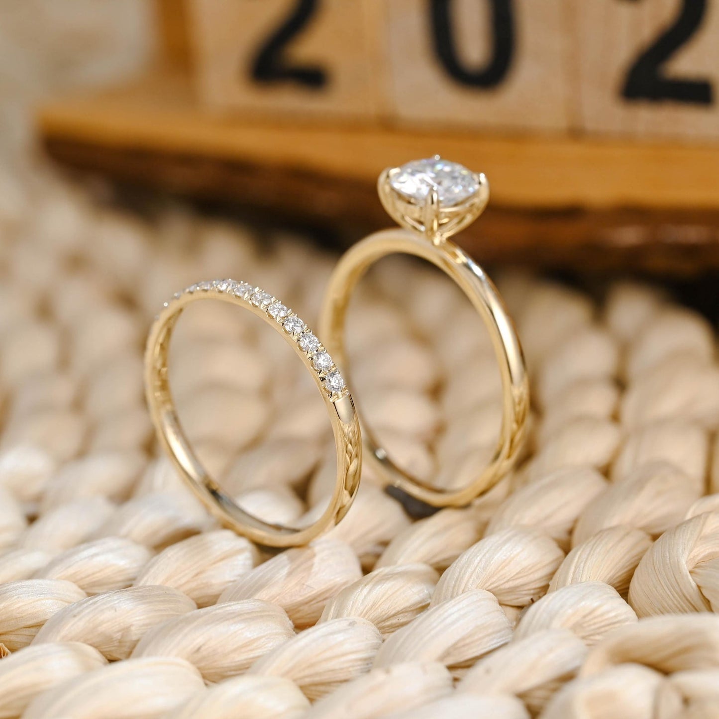 1.0 CT Round Solitaire Lab Grown Diamond Bridal Ring Set
