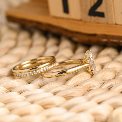 1.0 CT Round Solitaire Lab Grown Diamond Bridal Ring Set