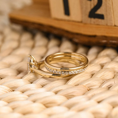 1.0 CT Round Solitaire Lab Grown Diamond Bridal Ring Set