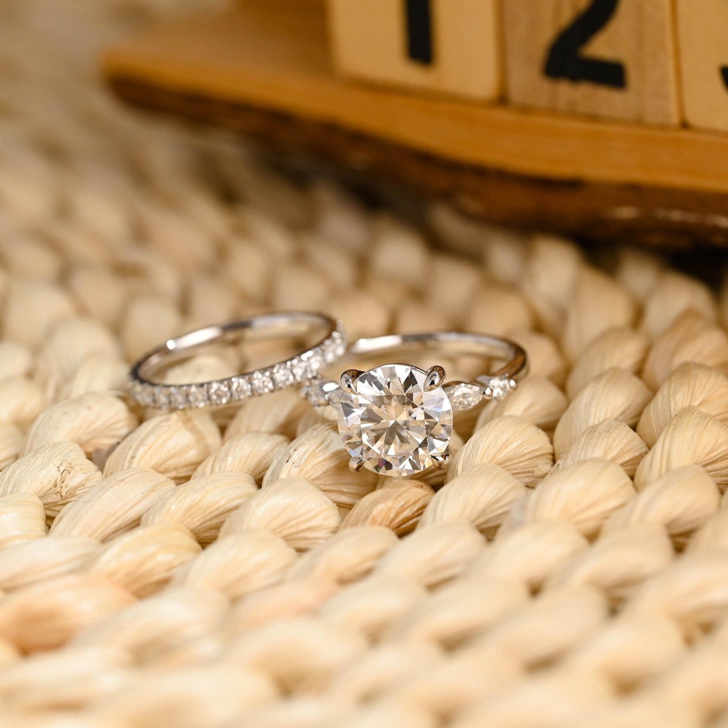 1.0 CT Round Solitaire Lab Grown Diamond Bridal Ring Set