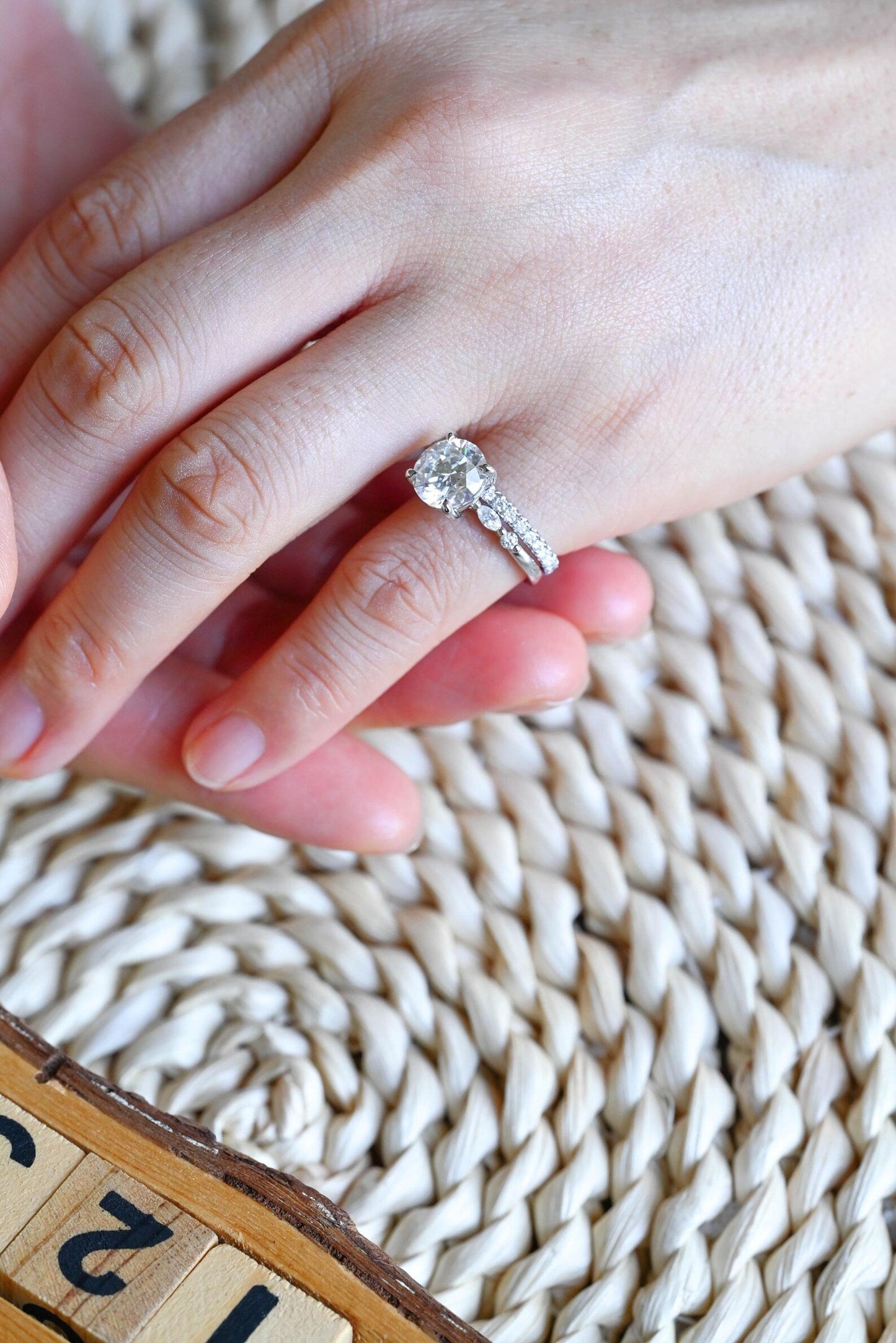 1.0 CT Round Solitaire Lab Grown Diamond Bridal Ring Set
