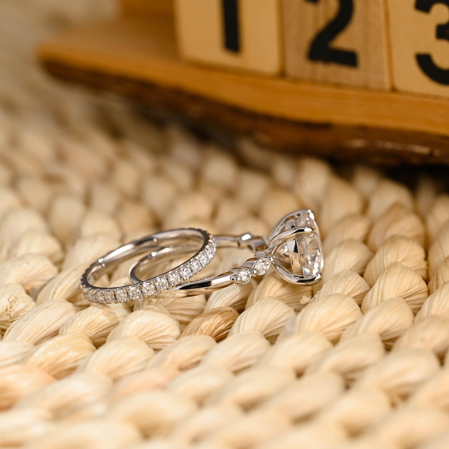 1.0 CT Round Solitaire Lab Grown Diamond Bridal Ring Set