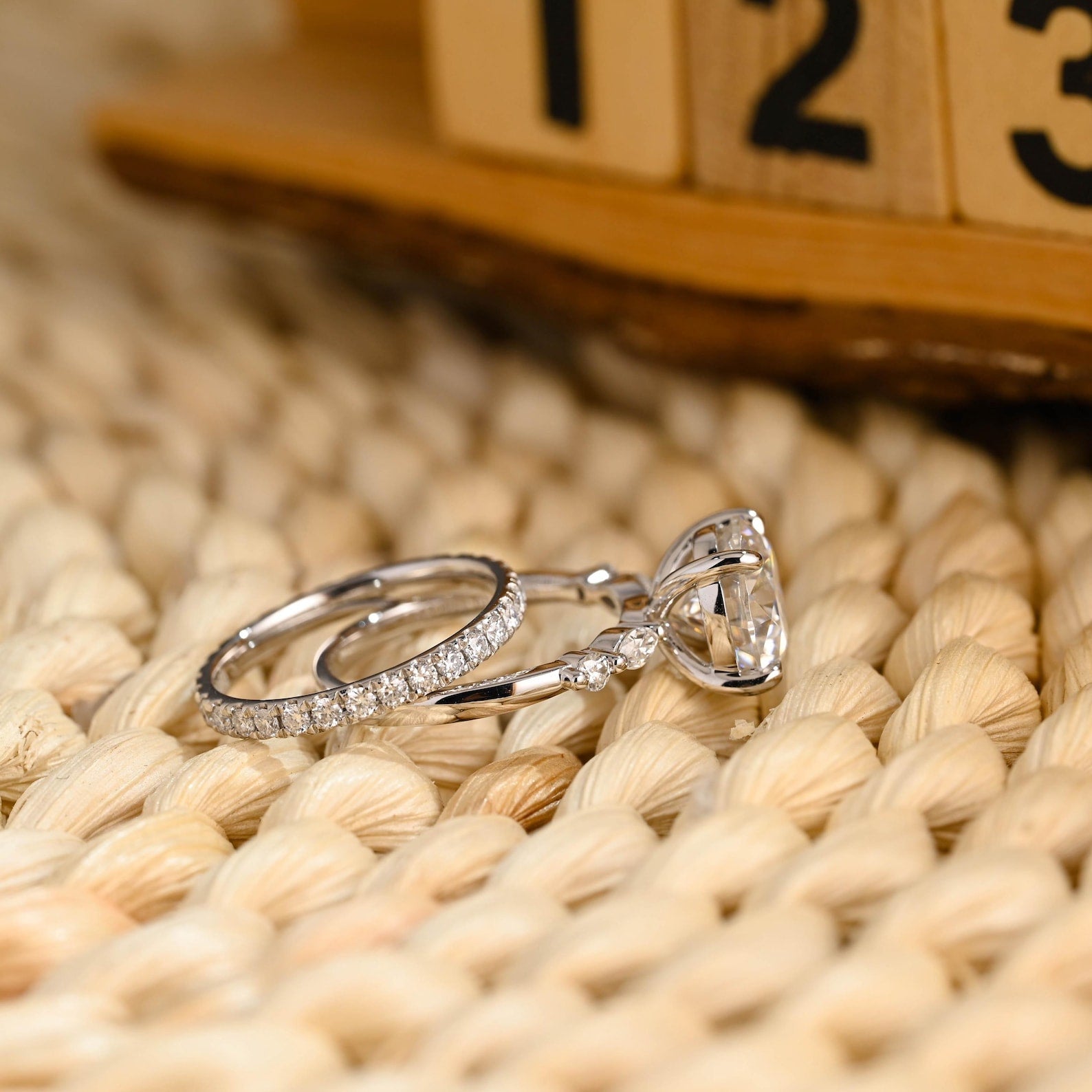1.0 CT Round Solitaire Lab Grown Diamond Bridal Ring Set