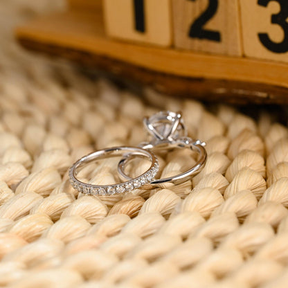 1.0 CT Round Solitaire Lab Grown Diamond Bridal Ring Set