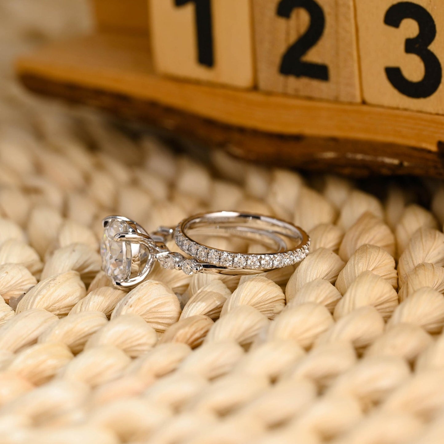 1.0 CT Round Solitaire Lab Grown Diamond Bridal Ring Set