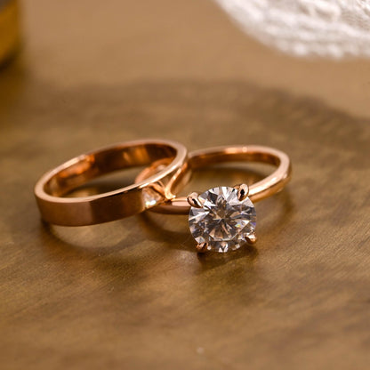1.0 CT Round Solitaire Lab Grown Diamond Bridal Ring Set