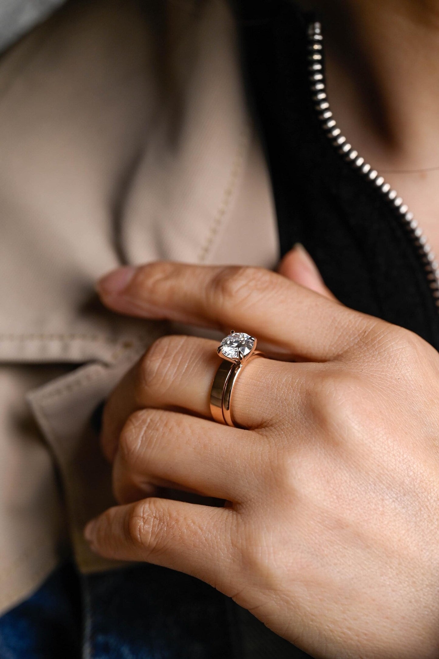 1.0 CT Round Solitaire Lab Grown Diamond Bridal Ring Set