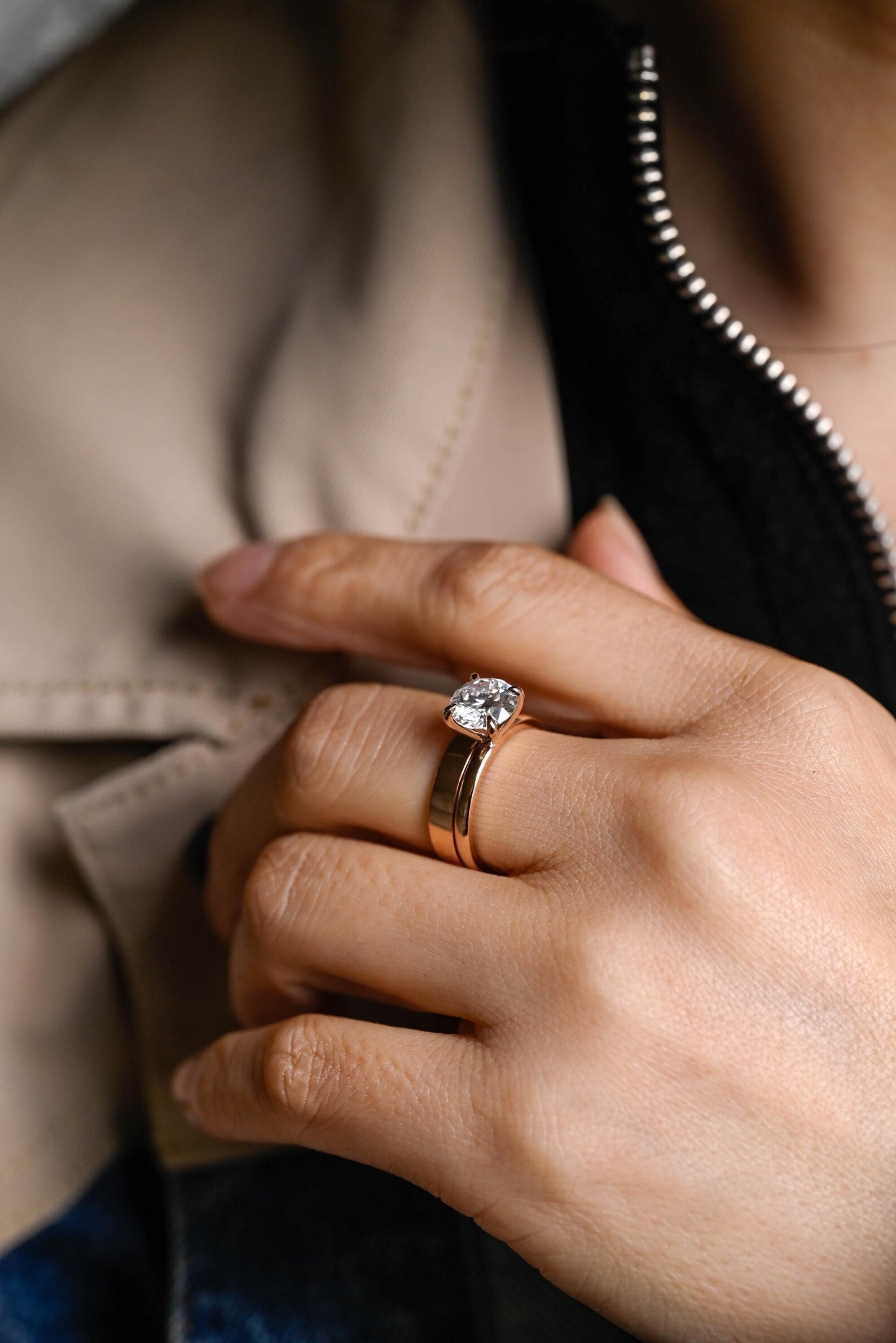 1.0 CT Round Solitaire Lab Grown Diamond Bridal Ring Set
