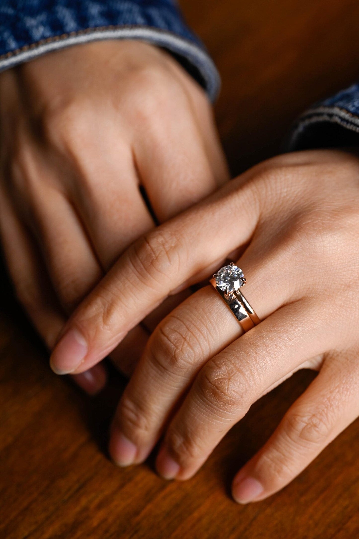 1.0 CT Round Solitaire Lab Grown Diamond Bridal Ring Set