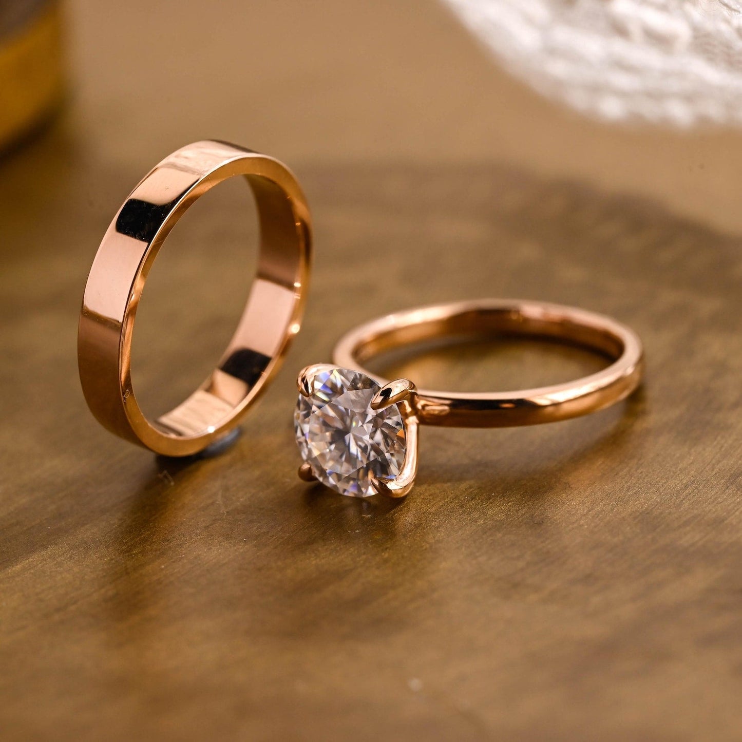 1.0 CT Round Solitaire Lab Grown Diamond Bridal Ring Set