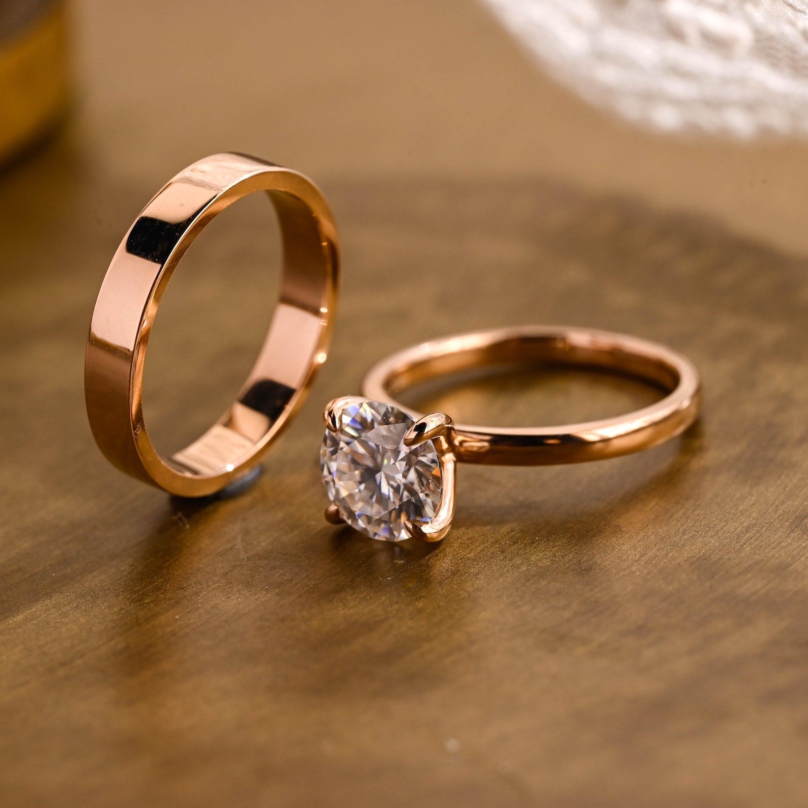 1.0 CT Round Solitaire Lab Grown Diamond Bridal Ring Set